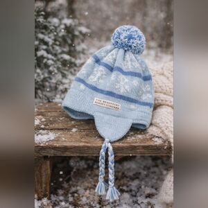 TBBC The Beaufort Bonnet Company Snowflake Knit Pom Pom Hat | Light Blue | 6–18M